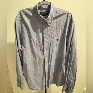 Ralph Lauren Men's Blue Striped Button Down Shirt XXL